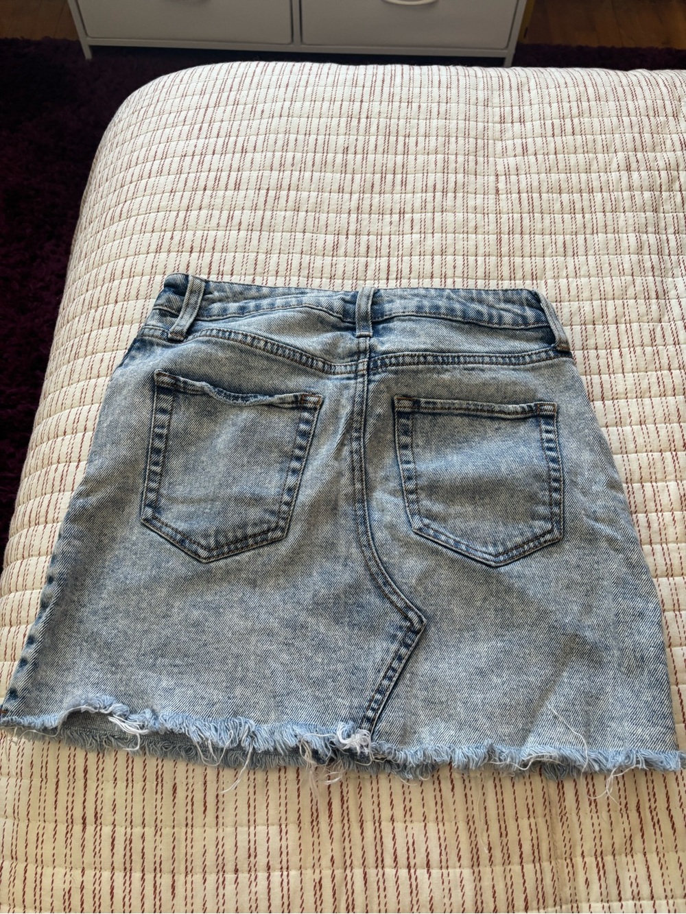 wild fable Light Blue Denim Mini Skirt with Frayed Hem
